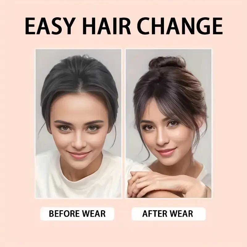 1pc womens elegant natural black deep brown clip in bangs loose curly high temperature synthetic hairpiece side fringe for parties daily party hair accessory side bangs piece natural look hairpiece details 2