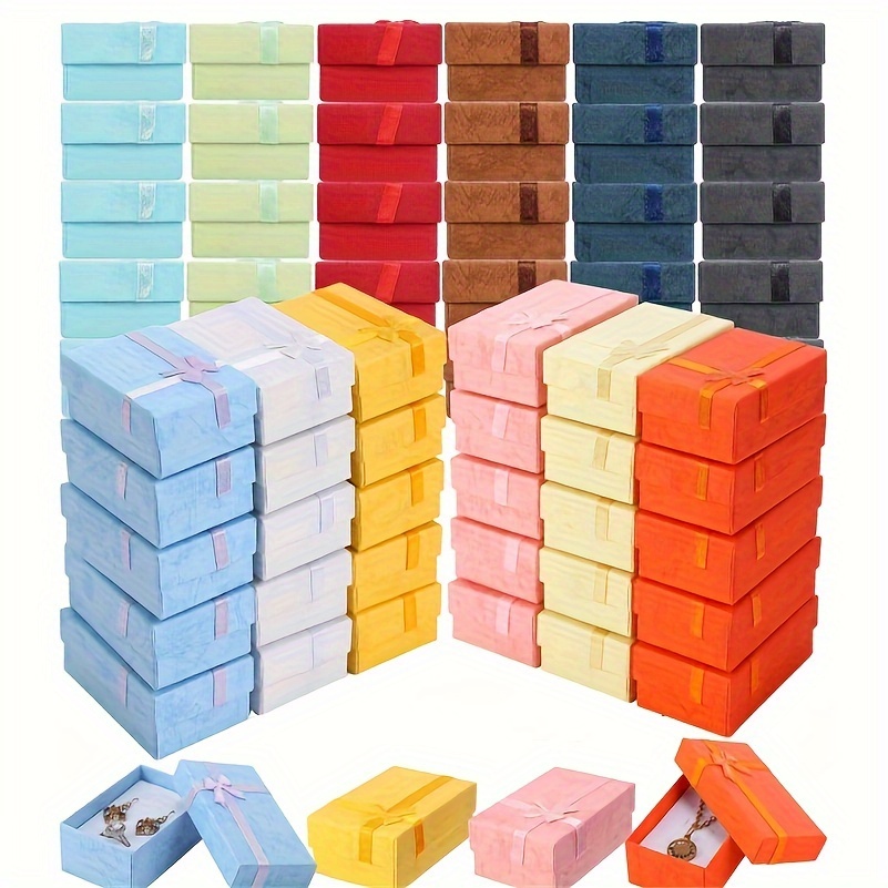 

12/24/36 Pack Boîtes-cadeaux en élégantes avec ruban - Couleurs assorties, boîtes de présentation en carton pour bagues, , boucles d'oreilles, mariage, anniversaire, cadeaux de fête