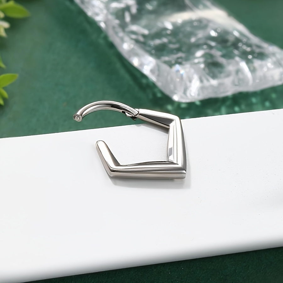 Image of 1pc Minimalist Geometric 316l Stainless Steel Septum Hinged Clicker Nose Ring - Suitable For Women's Cartilage Tragus Helix Ear Piercing Ring
