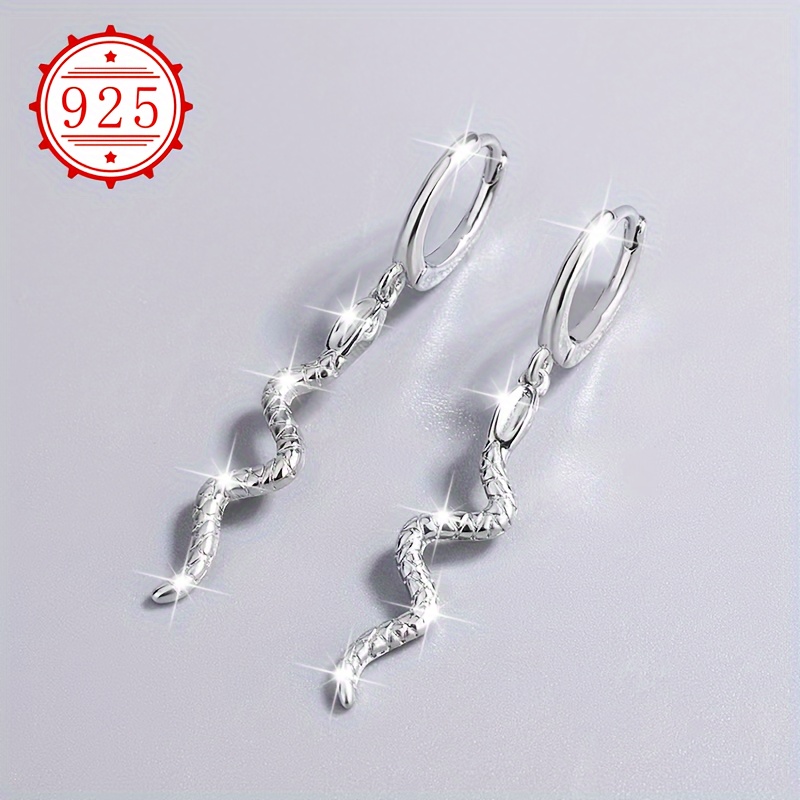 925 Silver Snake Shaped Hypoallergenic Earrings