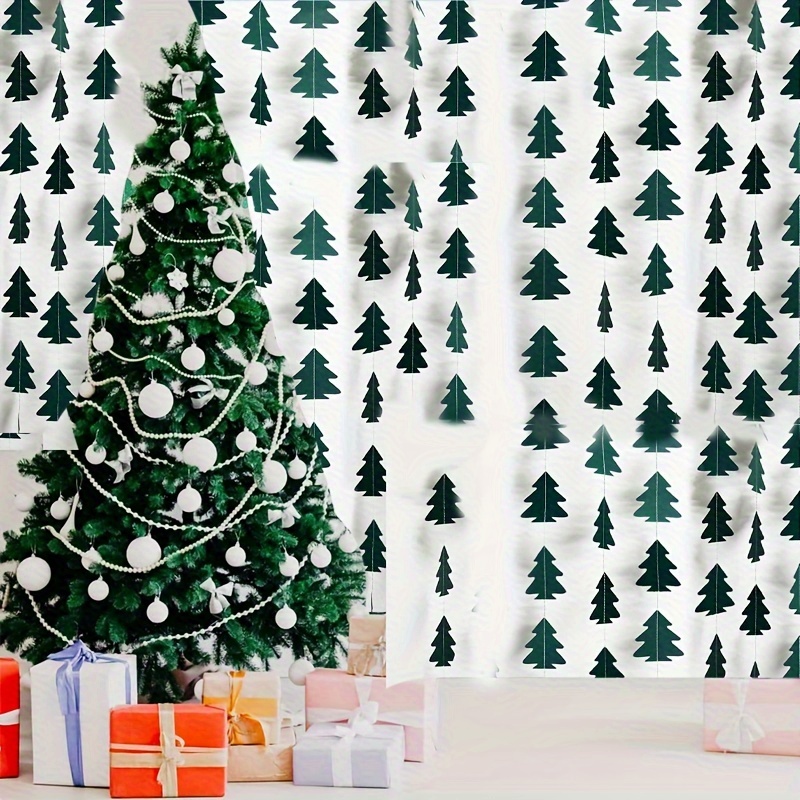 

13.12ft Green Christmas Tree Garland - Paper Banner For Holiday & Party Decor, Ceiling And Wall Hanging