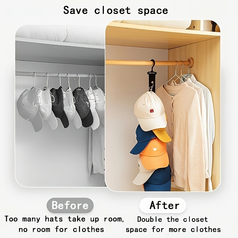 stainless steel hat rack with 8 clips holds 16 baseball caps summer hat and clothing storage summer decoration multi functional non electric hat organizer for home use suitable for wardrobes 4