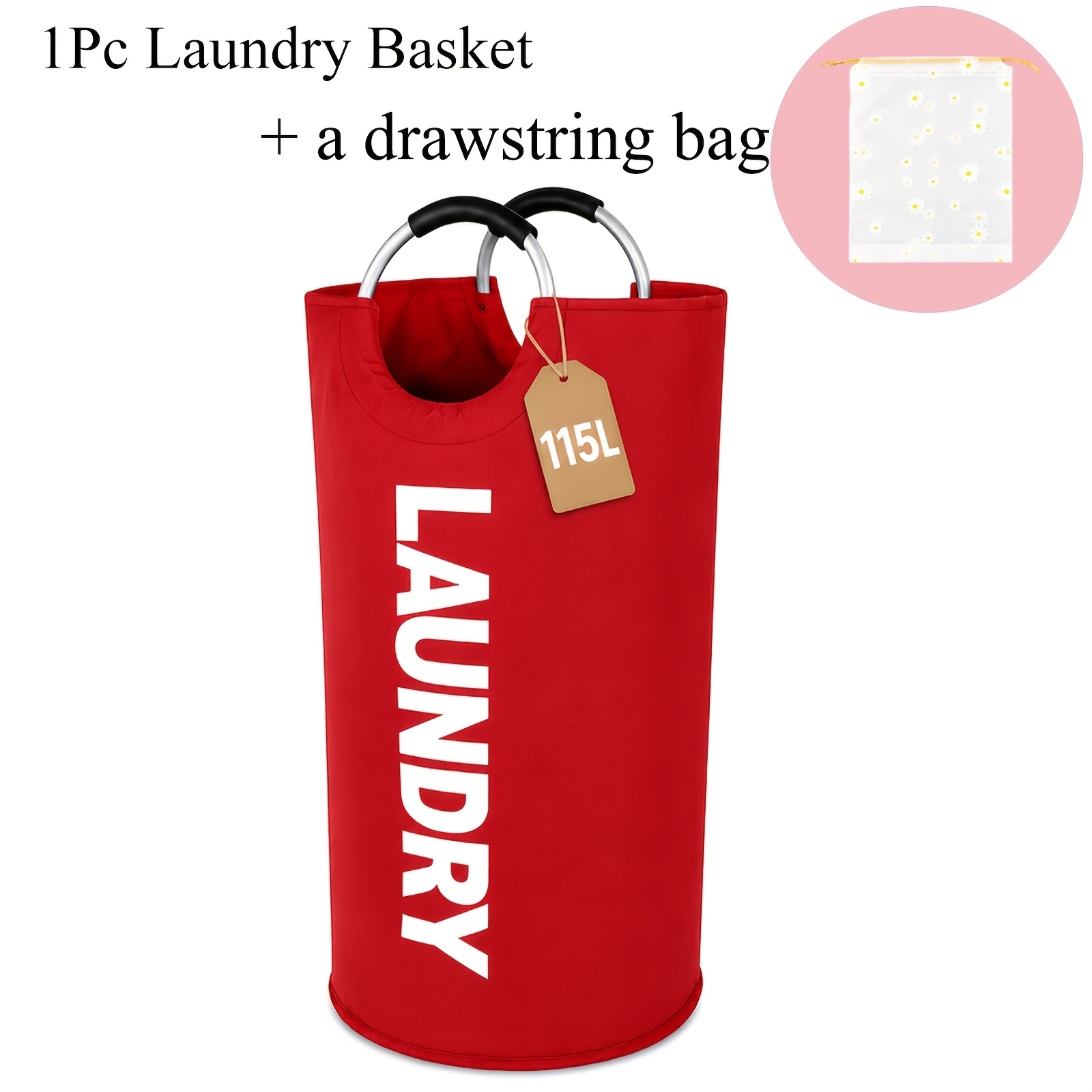 TEMU 1/2 Pack Large Laundry Basket Bag, Collapsible Tall Hamper, Freestanding Tall Washing Bin & Foldable Laundry Bag. High-capacity Clothes Storage