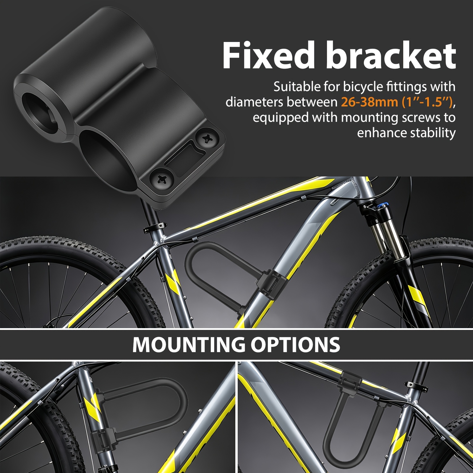 Heavy Duty Bike D Lock with Steel Security Cable & Mounting Bracket