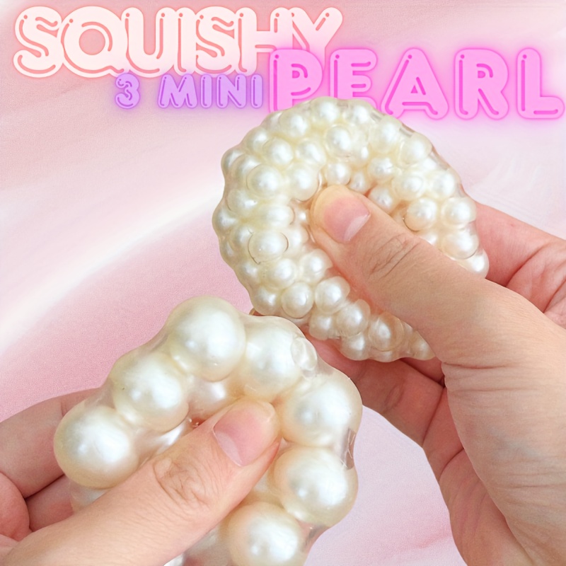 3-Pack Taba Squishy Pearl Fidget Balls - Smooth Texture Relax for Adults, Students & Office Workers, Gray/White/Red/Black, Desk Decor & Focus Aid, Perfect Gift for Valentine's Day, Christmas, Birthdays, Fidget Toy, Glossy Finish, Durable Squishy, Gradient Colors