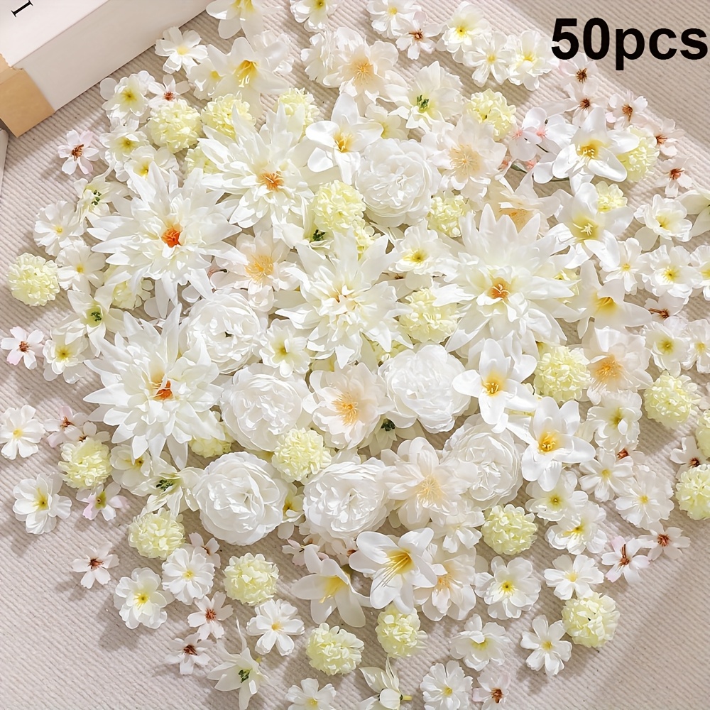 TEMU 50pcs di Fiori Artificiali Rosa e Margherita - Finte Realistiche con Petali a , Bouquet Fai da Te per Matrimoni, Baby Shower, Lauree, Ghirlande,