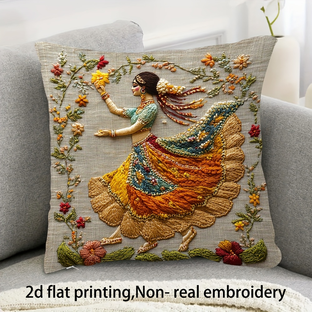TEMU 1pc Vibrant Dancer & Pillowcase, 18x18 Inch, Soft Short Plush, Double-sided Print - Ideal For Home Decor, Decorative Pillows|traditional