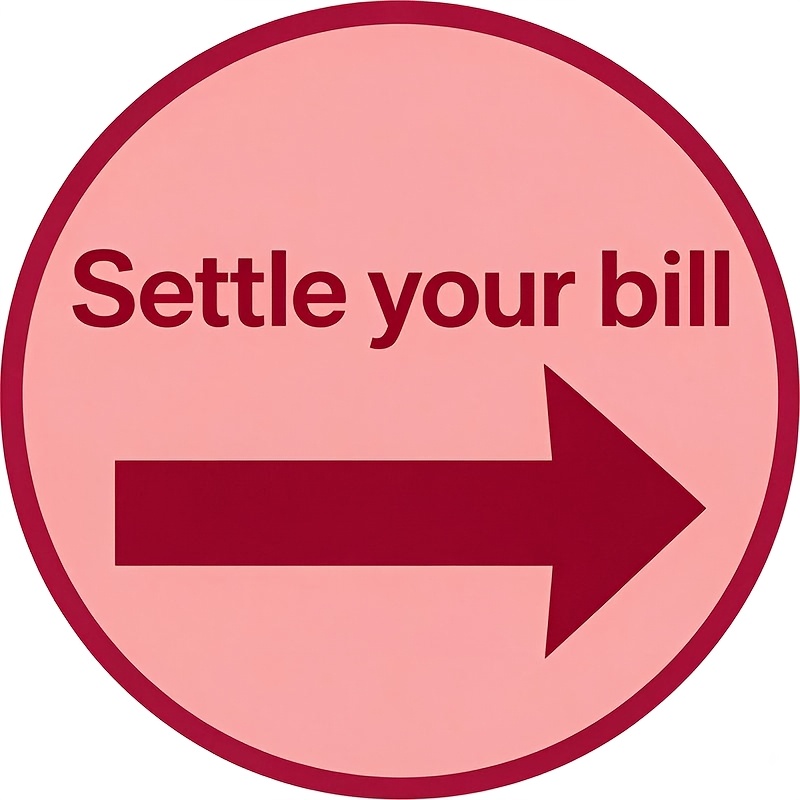 TEMU 2d Flat, Vintage Retro Round Bill Payment Sign With Right Arrow - 8x8in Suitable For Grocery Store, Diner, Market Passage Wall-mountable Plastic