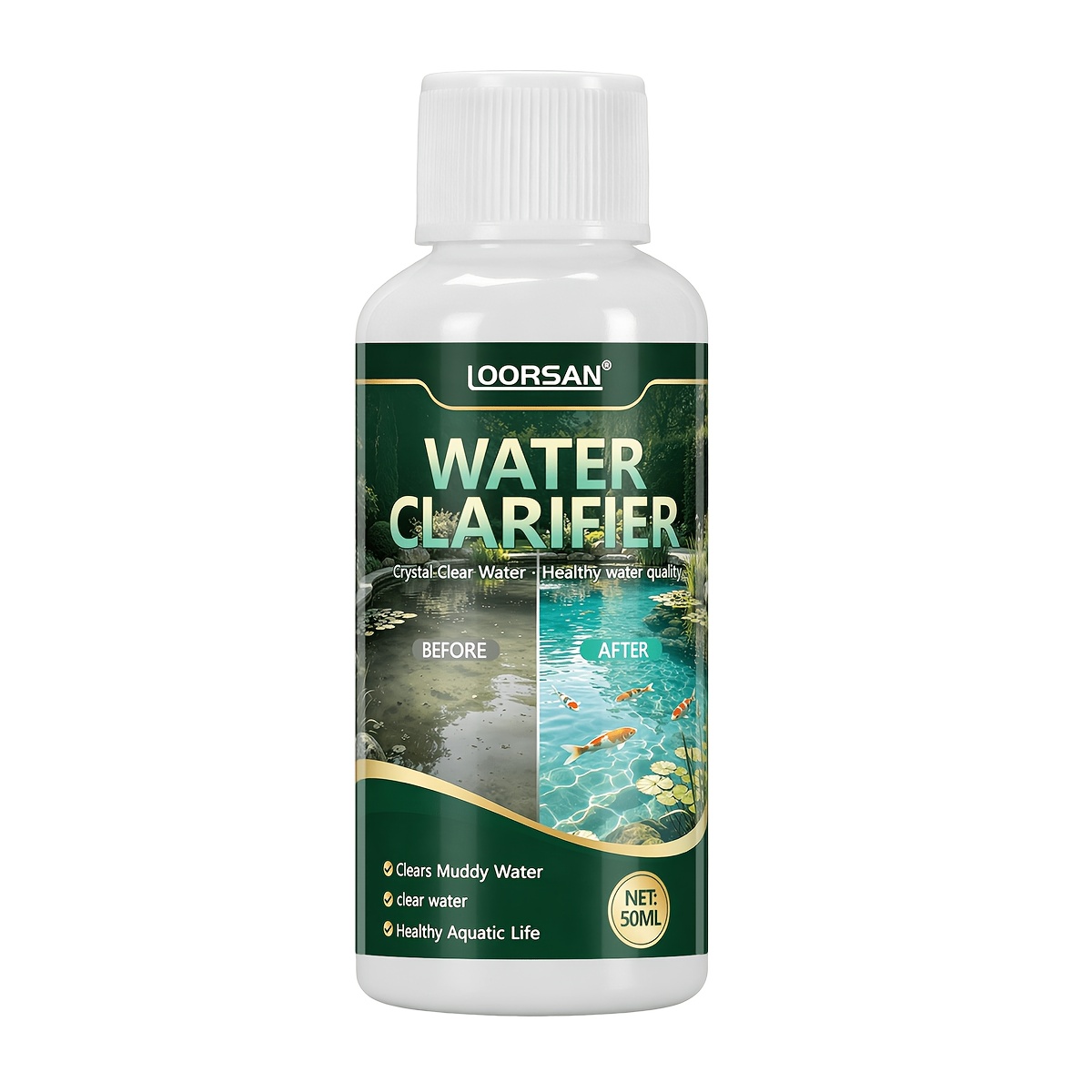 Loorsan Pond Water Treatment Agent 50ml - Suitable For , Courtyards, Fish . It Can Remove Turbid Water Quality, Remove Sediment, And Is To Fish And Plants