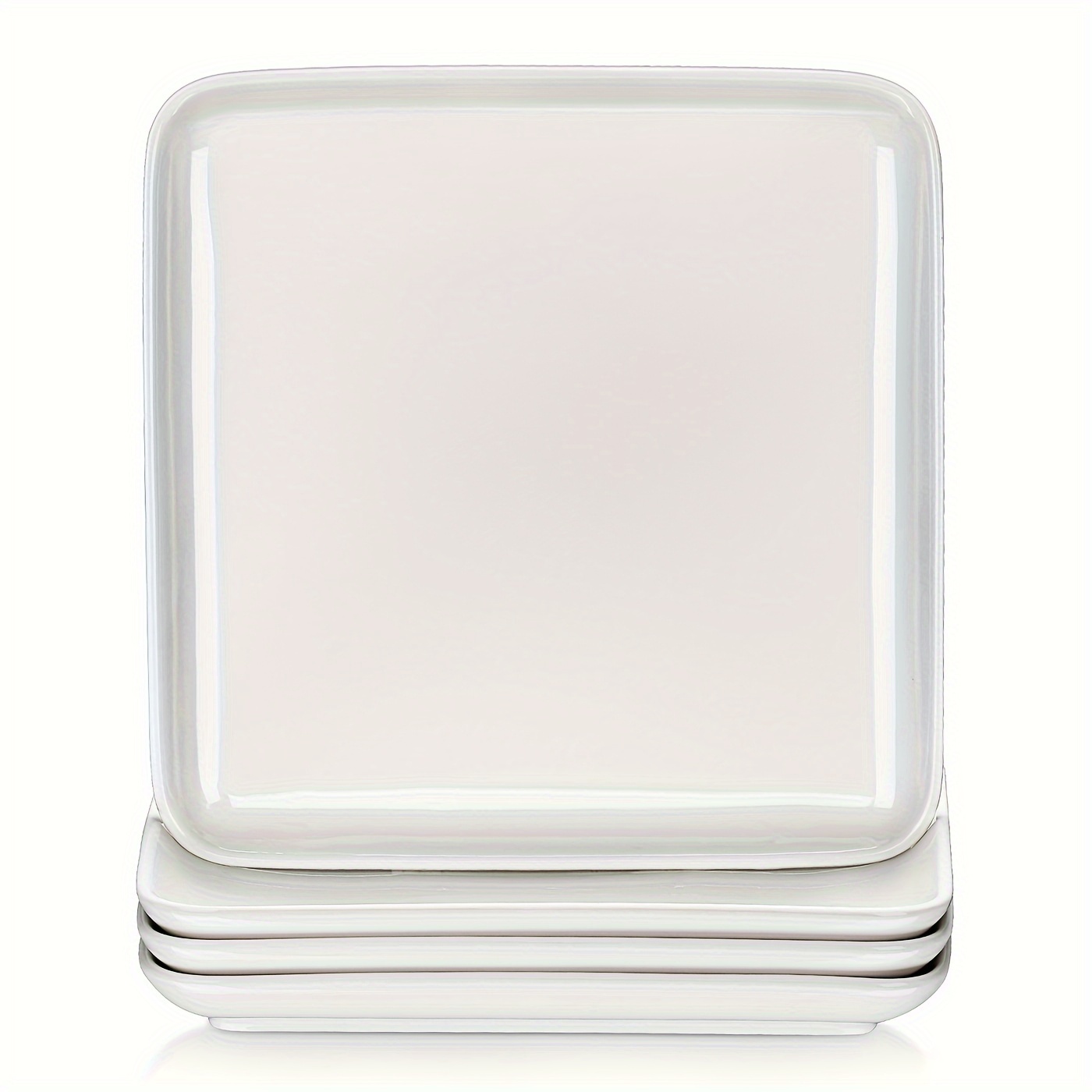 4pcs Set Porcelain Flat Plate Dinner Plate 25.8 X 25.8 X 3 Cm For Cream White