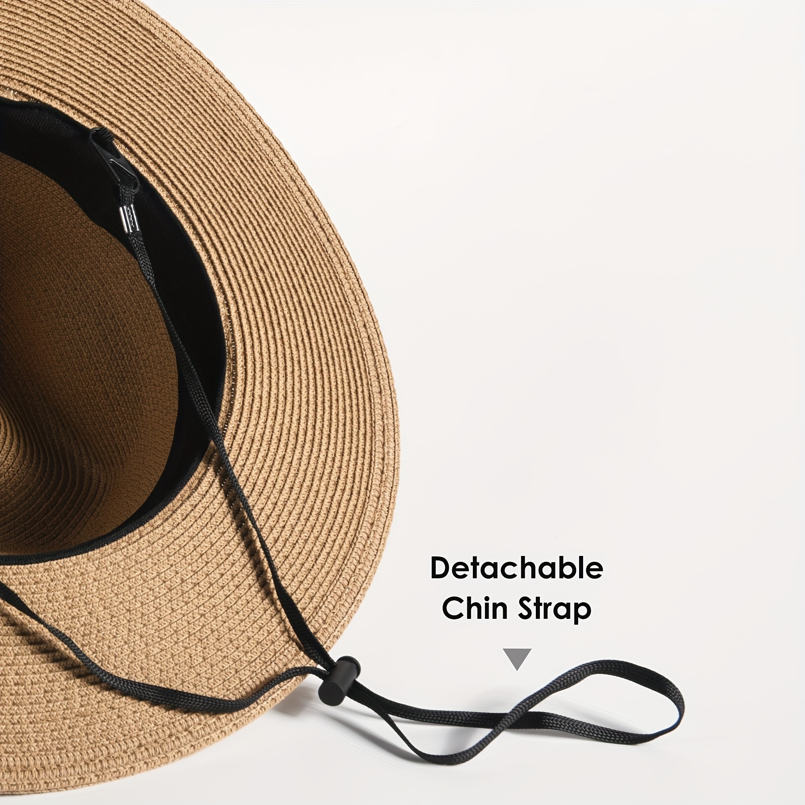 elegant belt decorative sun hat solid color flat brim straw hat summer casual panama hats for women details 4