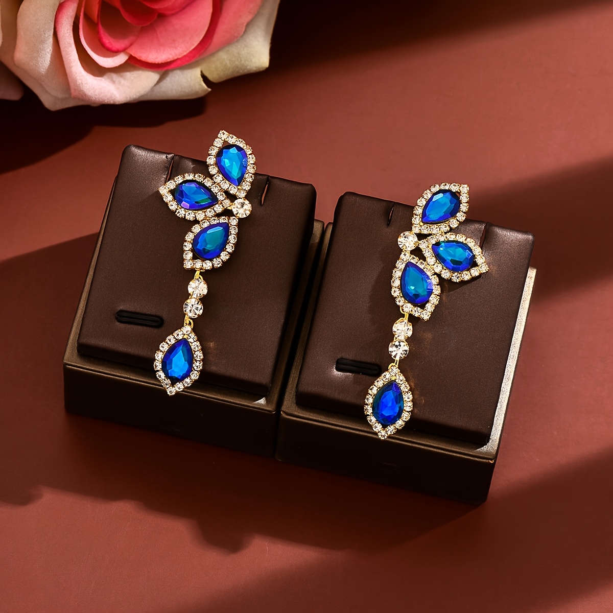 Women's Shimmering Draped Floral Earrings, Exquisite Evening Accessory