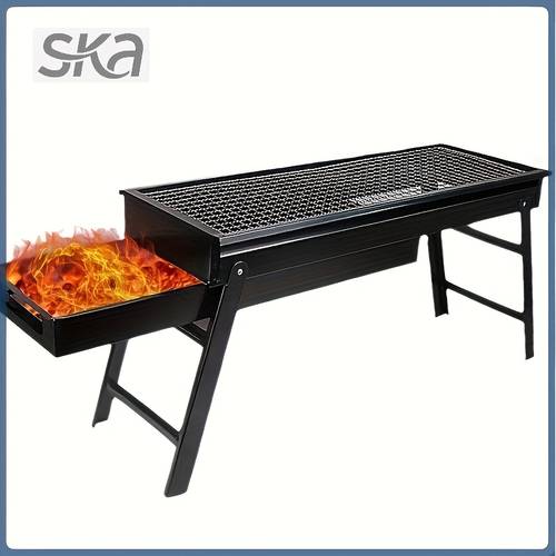 portable foldable bbq grill with adjustable height built in shelf heavy duty outdoor grill suitable for backyard camping picnics compact foldable grill with durable paint portable outdoor grill for s bbq parties