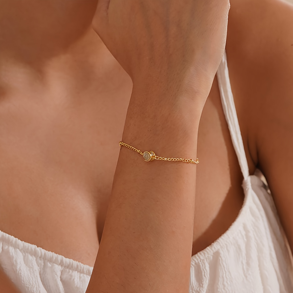 Personalized Projection Photo Bracelet, 18K Gold Plated