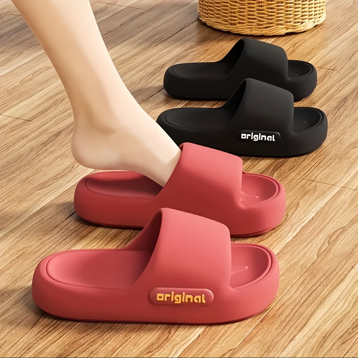 of Lightweight EVA Slides for Women - Summer Home & Couple Use, Non-Slip, Odor-Resistant, Open-Toe Design, Flat Heel, Soft Cushioned Insole, Durable Sole, Easy to Clean, Casual Home Slippers|Open Toe Slippers|Eva Upper Material