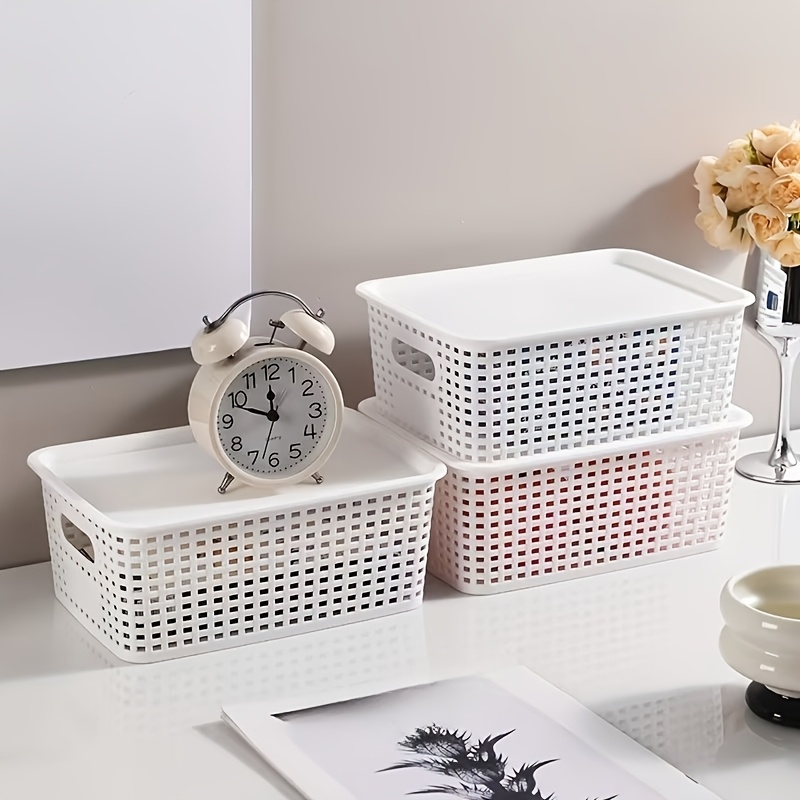 6pcs Stackable Storage Box with Lid Plastic Storage Basket