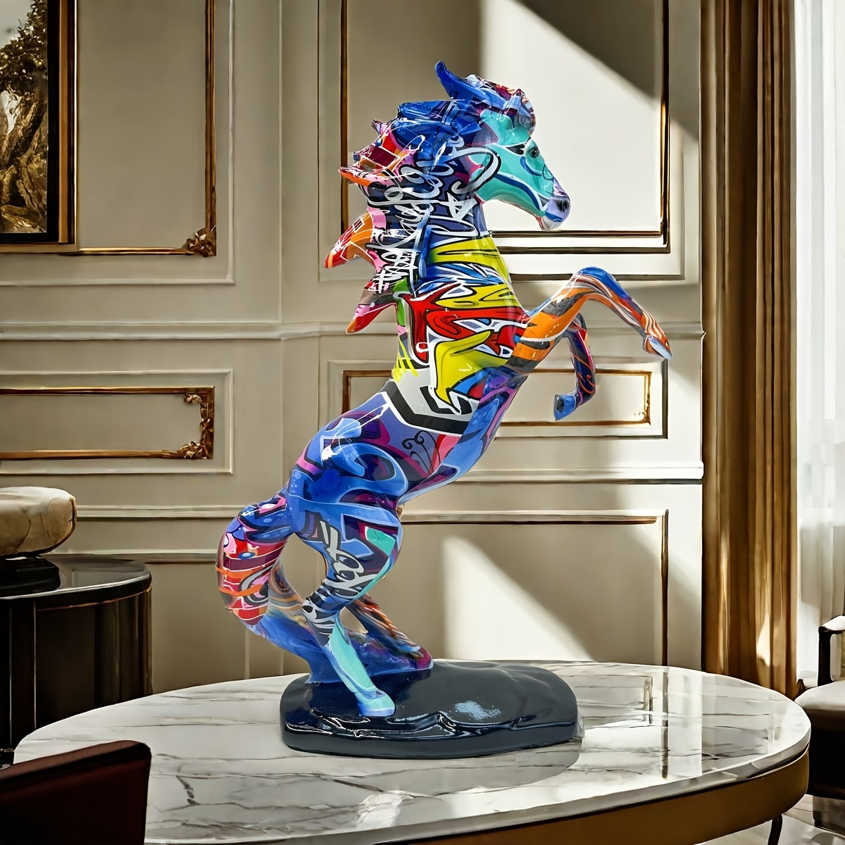 colorful graffiti style resin horse statue vibrant abstract art decor for home office ideal for living room bedroom perfect gift for christmas new year Product details 4