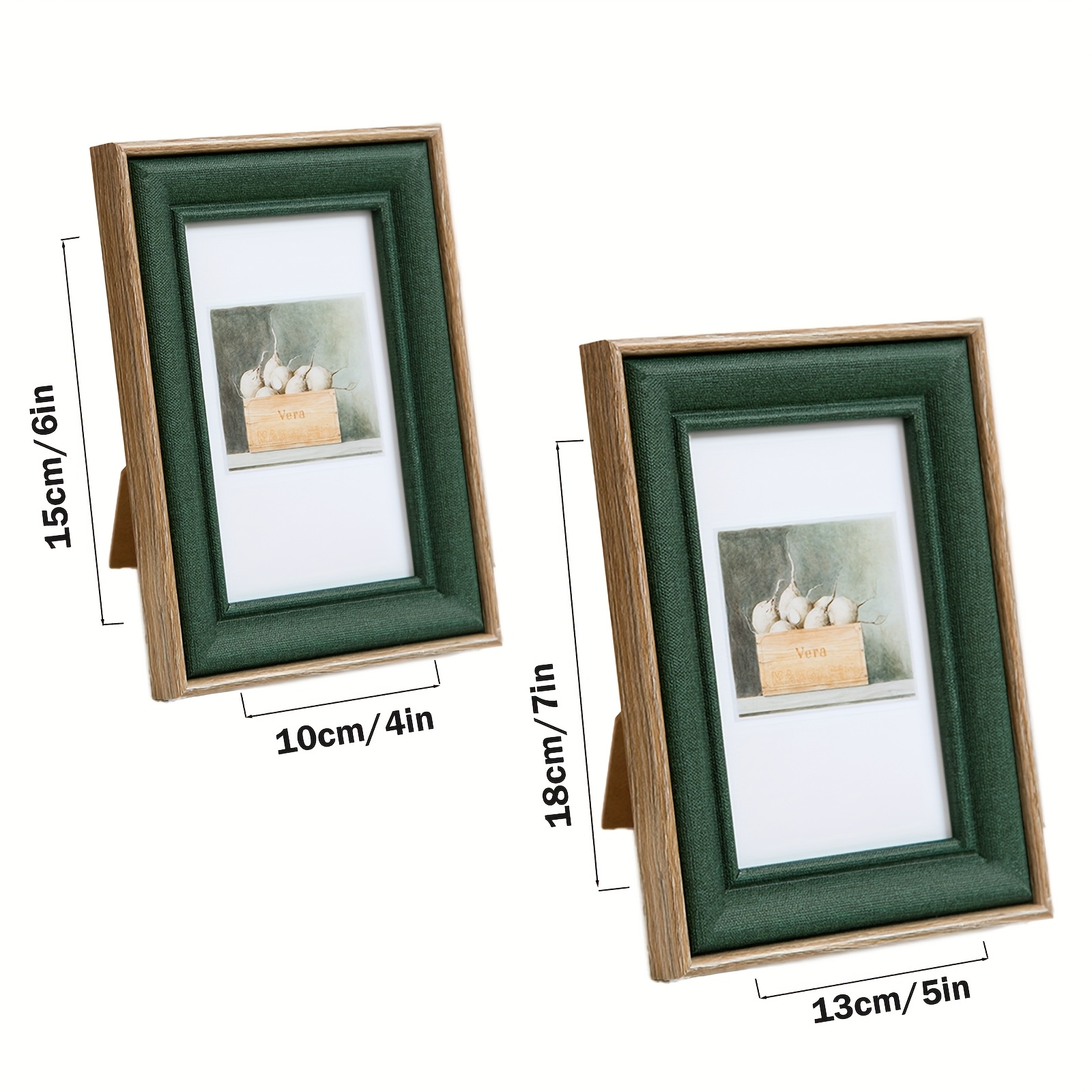 Nordic Minimalist Style Wooden Textured Frame Desktop Photo Frame, Picture Frame, 2 Sets (4inx6in/5inx7in)