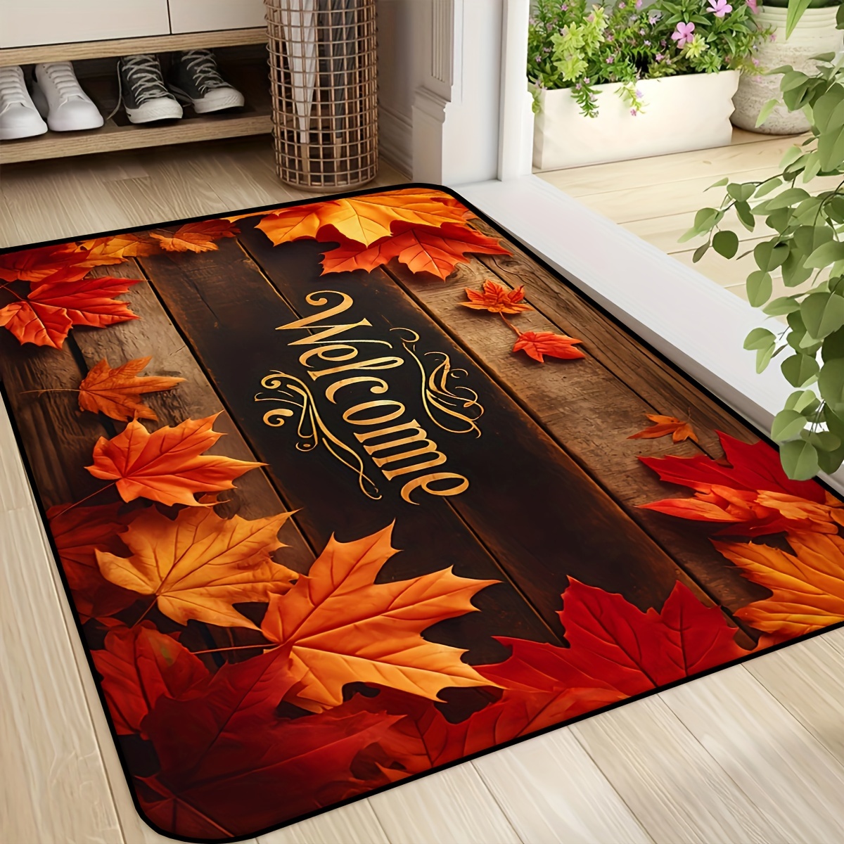 

Autumn Maple Leaf - Non-slip, Washable, Living Room, Bedroom, Entryway, Kitchen & Laundry - Durable, Fade-resistant Entrance Rug