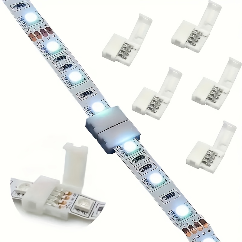 Image of 5/10pcs 4p 10mm 5050rgb Nude Plate Led Light Strip, Solder-free Connector Colorful Light Strip, Solder-free Snap Head