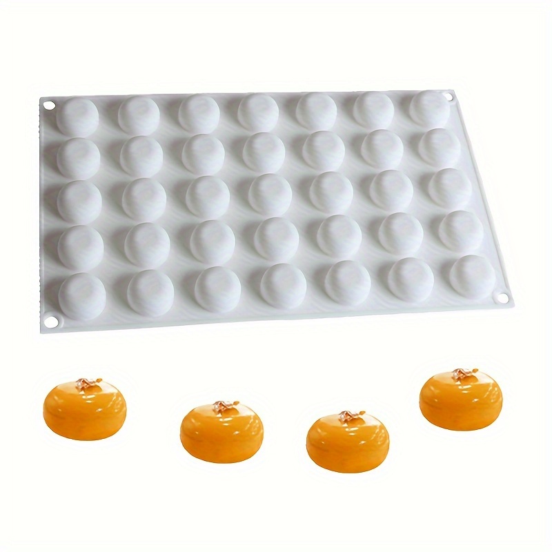 

1pc, 35-cavity Silicone Mold For Making Flat Round Inner Trap Mousse Cakes, Sandwich Silicone Molds, Small Drum Molds For Desserts And Fondant Baking