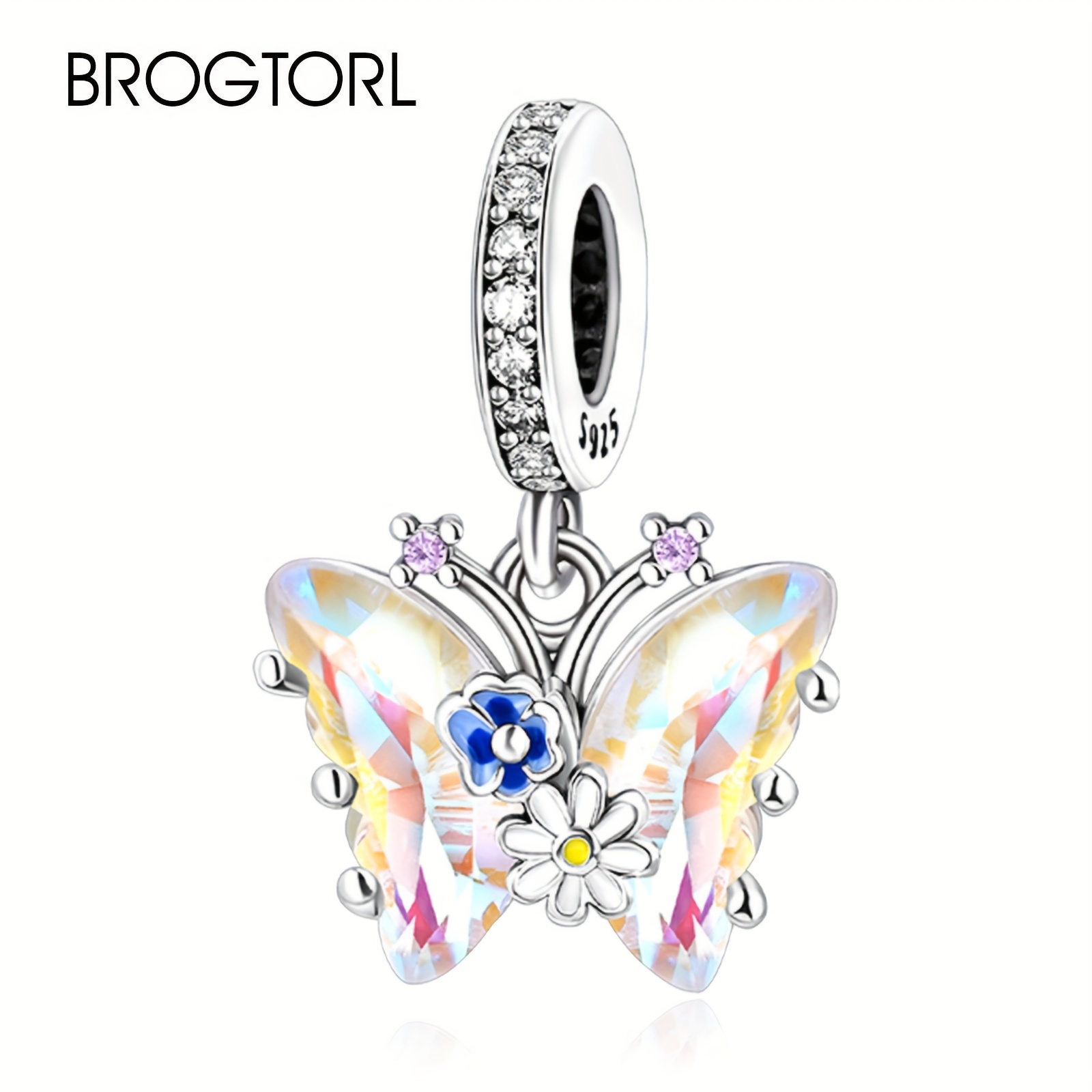 

Women's 925 Sterling Silver Diy Charm For Bracelet & Necklace Phantom Butterfly Dangle Charm Cz Stone Fashion Diy Jewelry Making Pendant