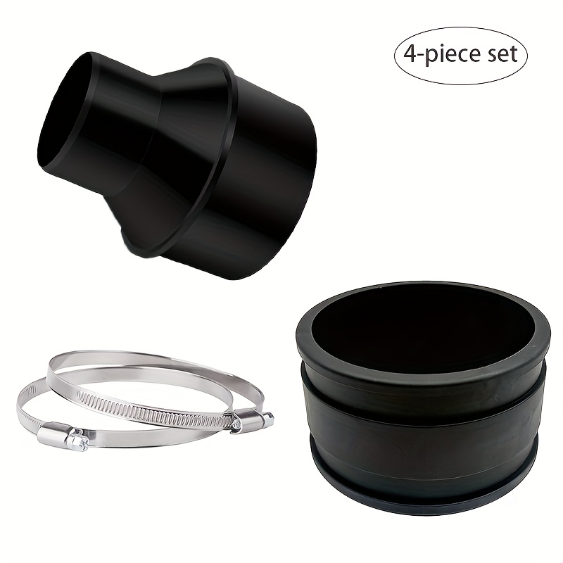 Image of Dust Collection Hose Reducer 4 Inch To 2.5 Inch Heavy-duty Flexible Coupler With Metal Clamps, Anti-vibration Rubber Fitting For Woodworking Dust Port Vacuum Systems