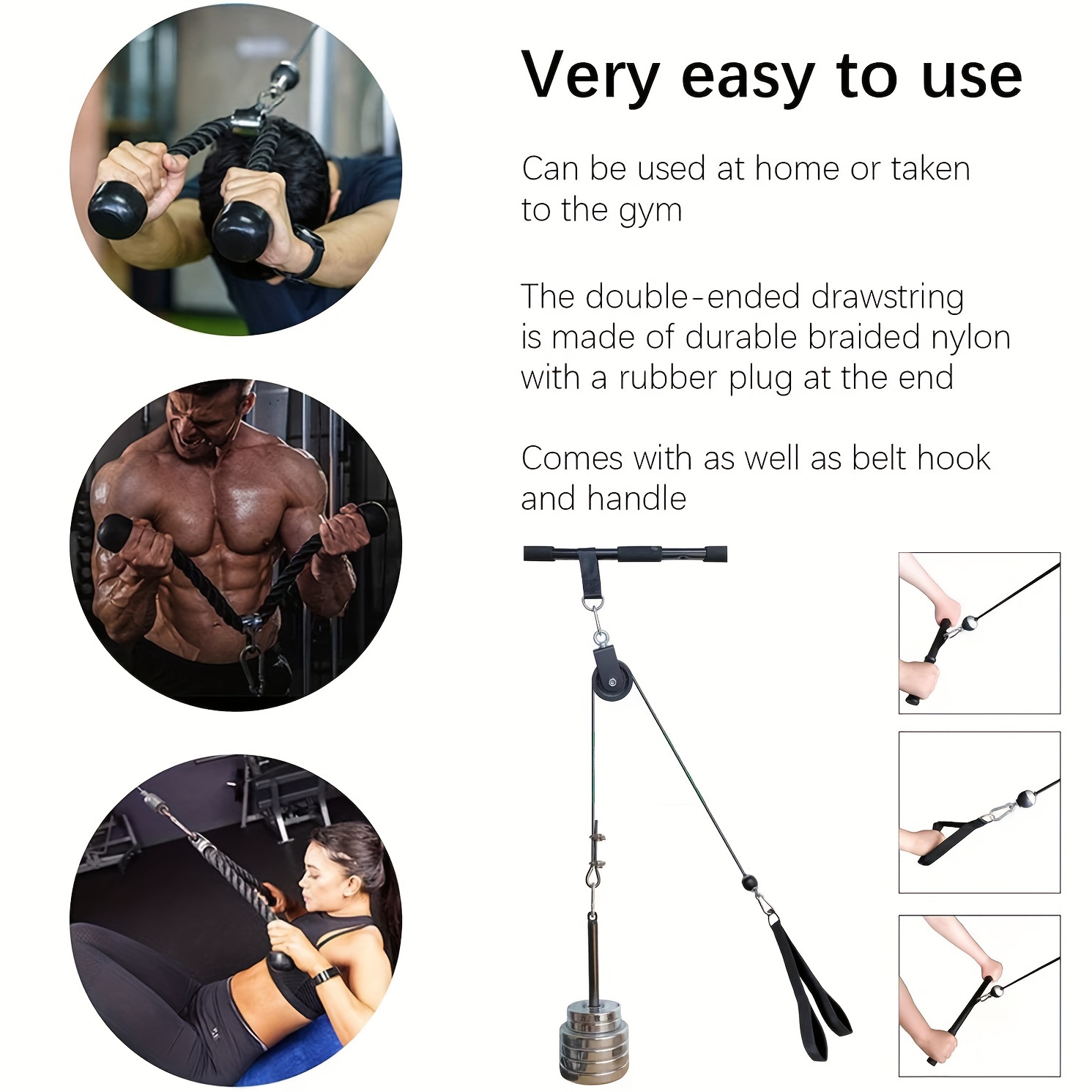 [Home Gym Pulley System Strength] Pulley System Gym, Cable Weight Pulley System for Gym LAT Pulldown, Biceps Curl Workout, Ideal Home Gym Equipment for Forearm, Shoulder, Strength Training, Without Battery