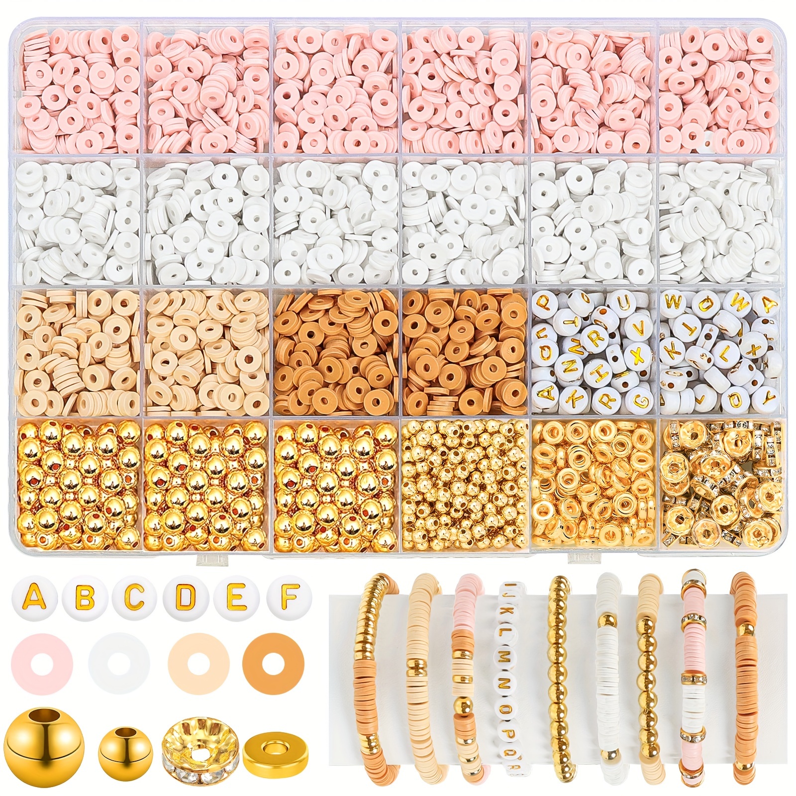 2414Pcs Polymer Clay Bracelet Making Kit Gold Clay Beads Gold Beads  Necklace