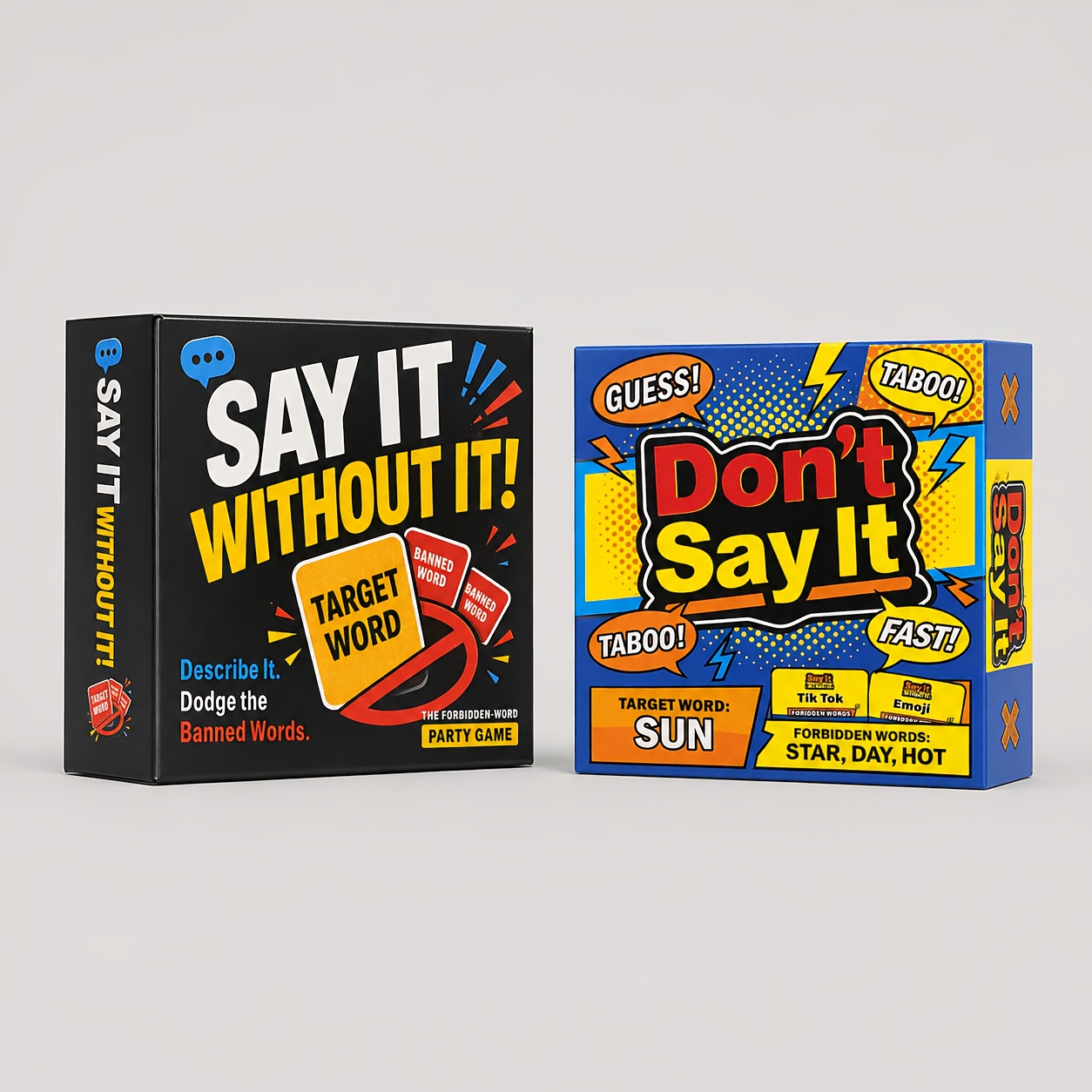 TEMU 2pcs Forbidden Word Guessing Card Game Set | Without It And Don't English Word Challenge Tabletop Game | Word Description And Forbidden Word