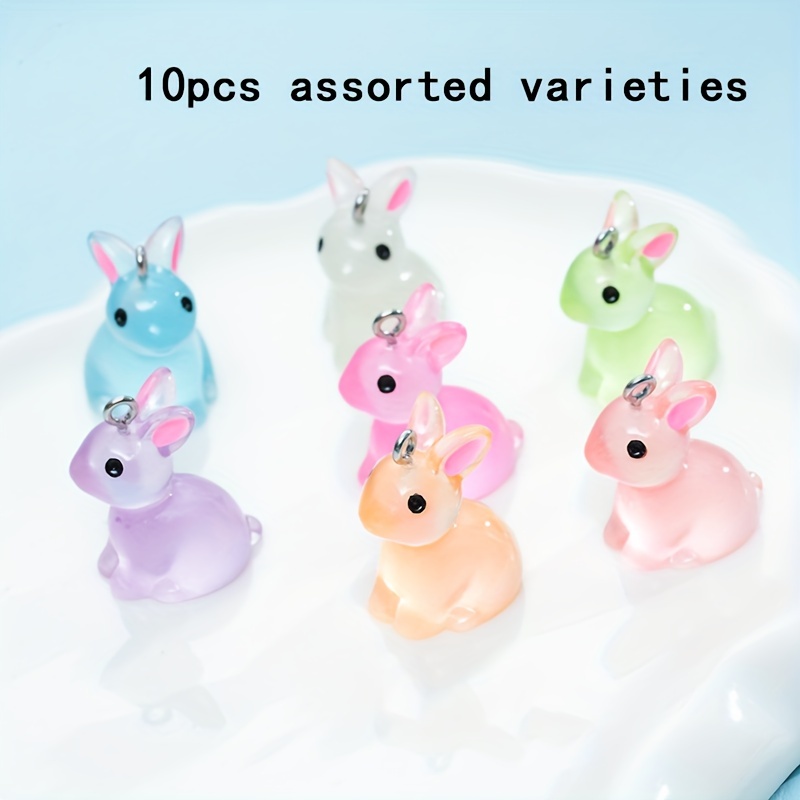 10pcs, Random Color Cute Pendants, Resin Animal Pendants For Making - Earrings And Necklaces