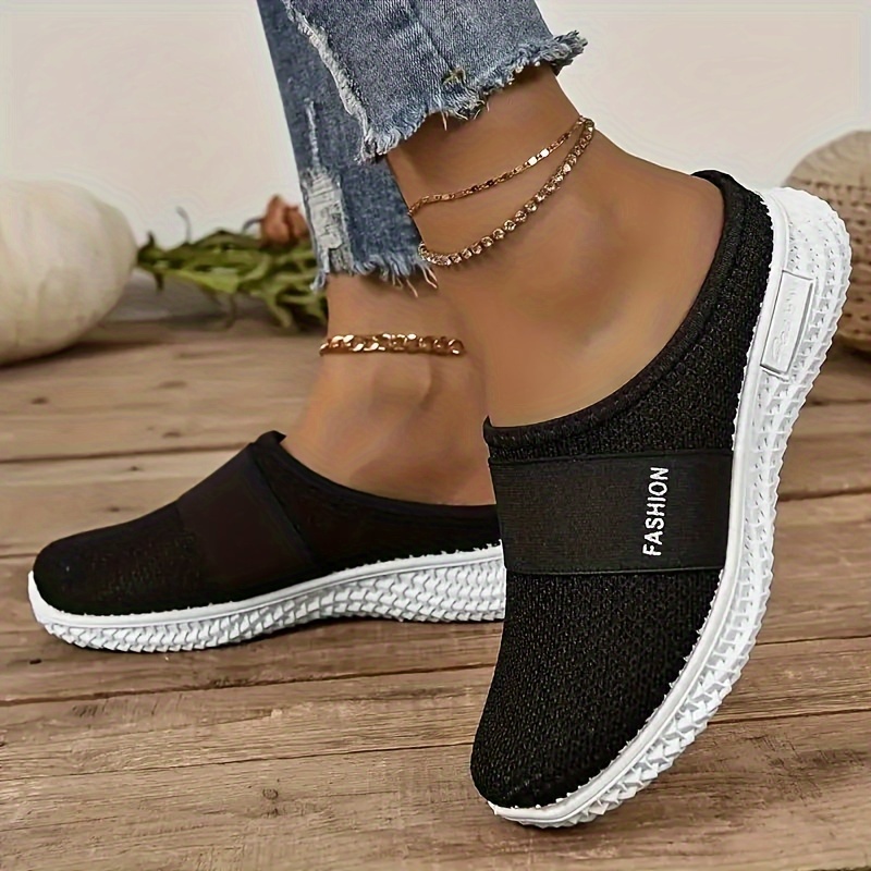

Women's Solid Color Mules, Soft Sole Platform Slip On Walking Shoes, Half Drag Breathable Shoes