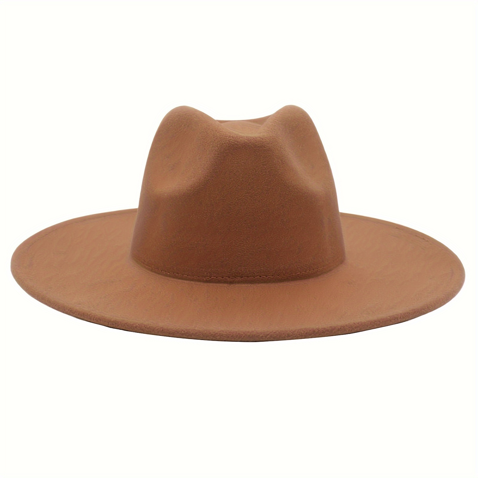 Image of Unisex Wide-brimmed Soft Hat For Men And Women: Classic Felt Panama Hat Western Velvet Wide-brimmed Hat - Suitable For Adult Men And Women