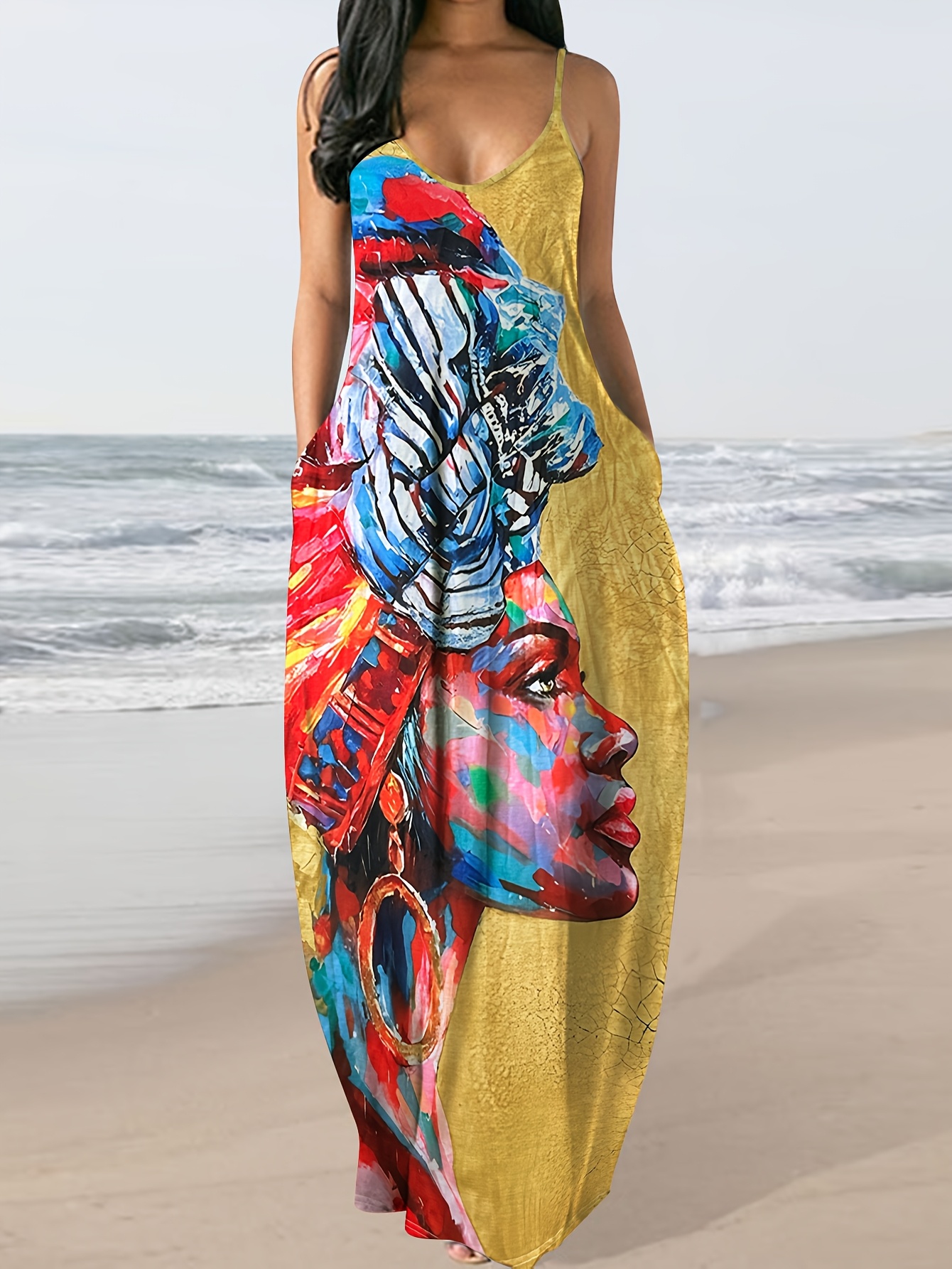 knee length dresses for ladies Loose Linen Maxi Dress from NikkaPlace