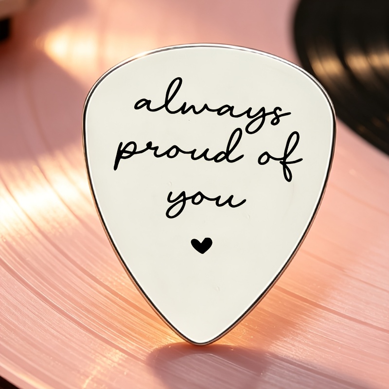 TEMU 1pc Stainless Steel Guitar Pick With " Forever" , Inspirational And Gift For Guitar Lovers, Family, , Ideal For Birthdays, Holidays, Graduation