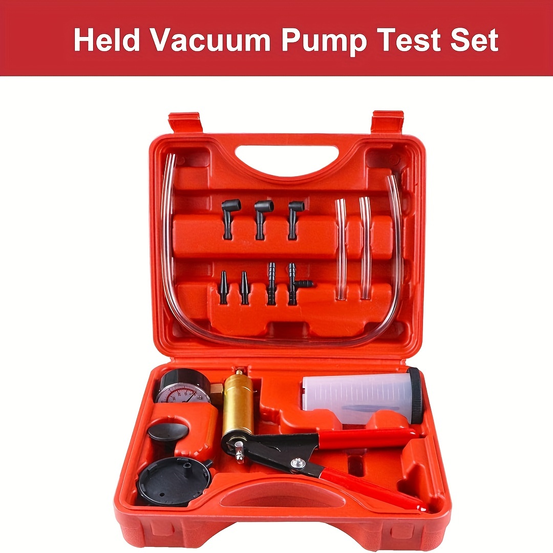 TEMU 1pc Automotive Brake Bleeder Kit With Handheld Vacuum Pump, 2 In 1 Bleeding System, Insulation Material, Uncharged, Without Battery, Includes Adapters And Protective Case