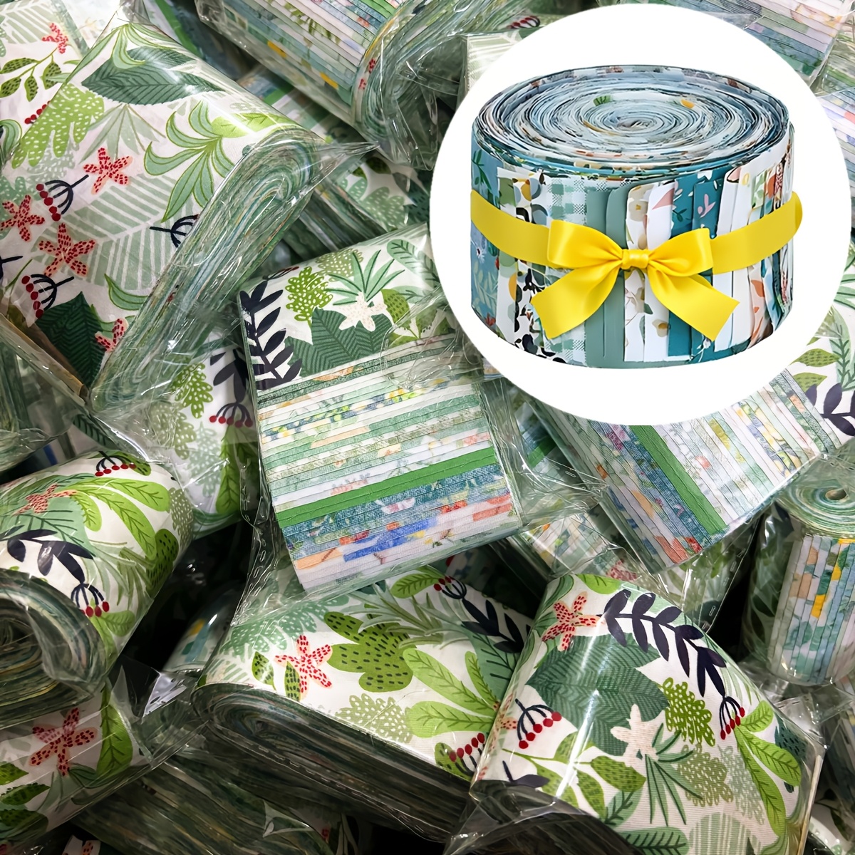 

40pcs Tropical Leaf & Floral Fabric Quilting Strips Set - Vibrant Jelly Rolls For Diy Crafts, Scrapbooking, And Doll Clothing, Pre-cut 2.5"x19.7", Colorful Nature-inspired Patterns