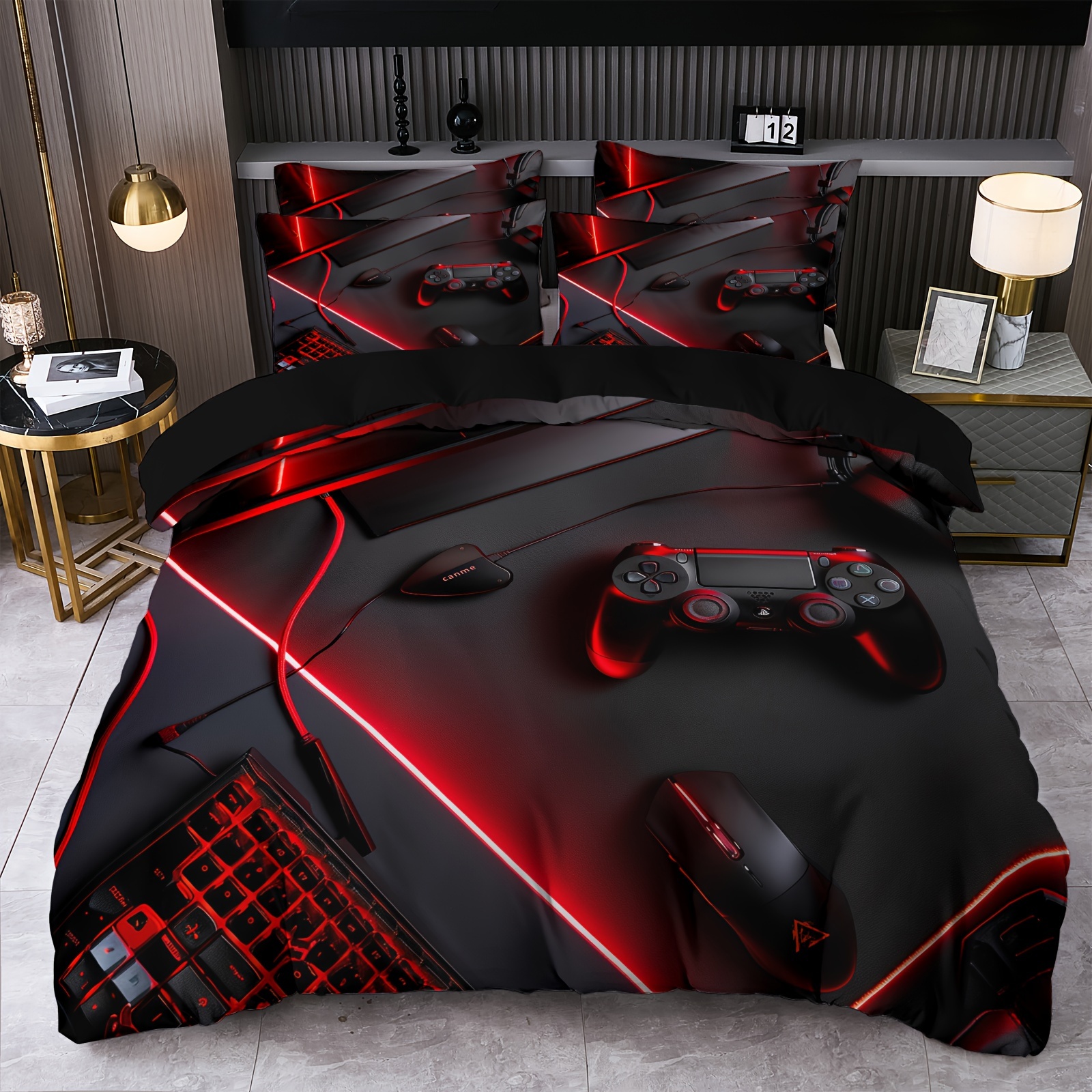 

Gaming Theme Duvet Cover Set With Pillowcases, Digital Esports Comforter Cover, Breathable Polyester, Bedroom Bedding Set, Machine Washable, No Insert - In Sizes