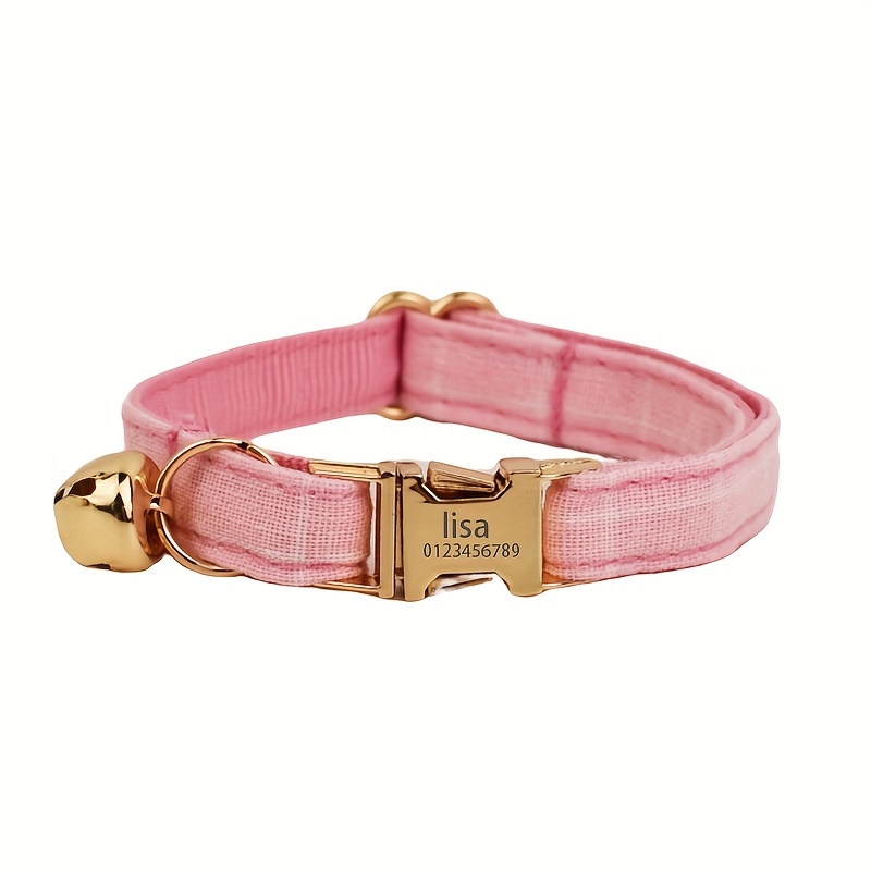 TEMU Personalized Pet Collars With Engraved Phone Number & Name, Anti-lost Collars, Cute Bell Collars, Adjustable Polyester Pet Id Collars, Series