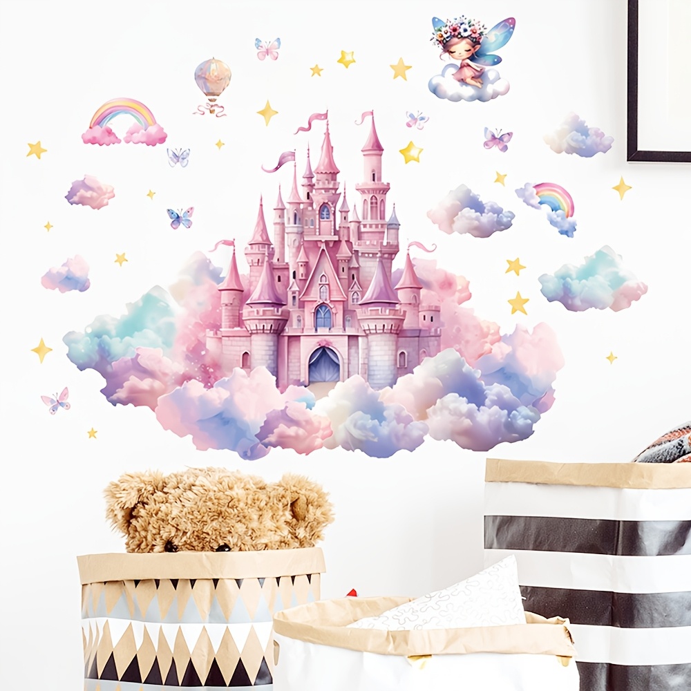 Pink Castle Rainbow Sticker, Suitable For Living Room Bedroom Decoration Wall Sticker
