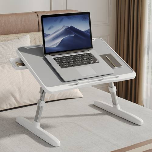 laptop tray multi purpose premium lapdesk height angle adjustable drawer tablet slot for eating working writing gaming drawing light grey