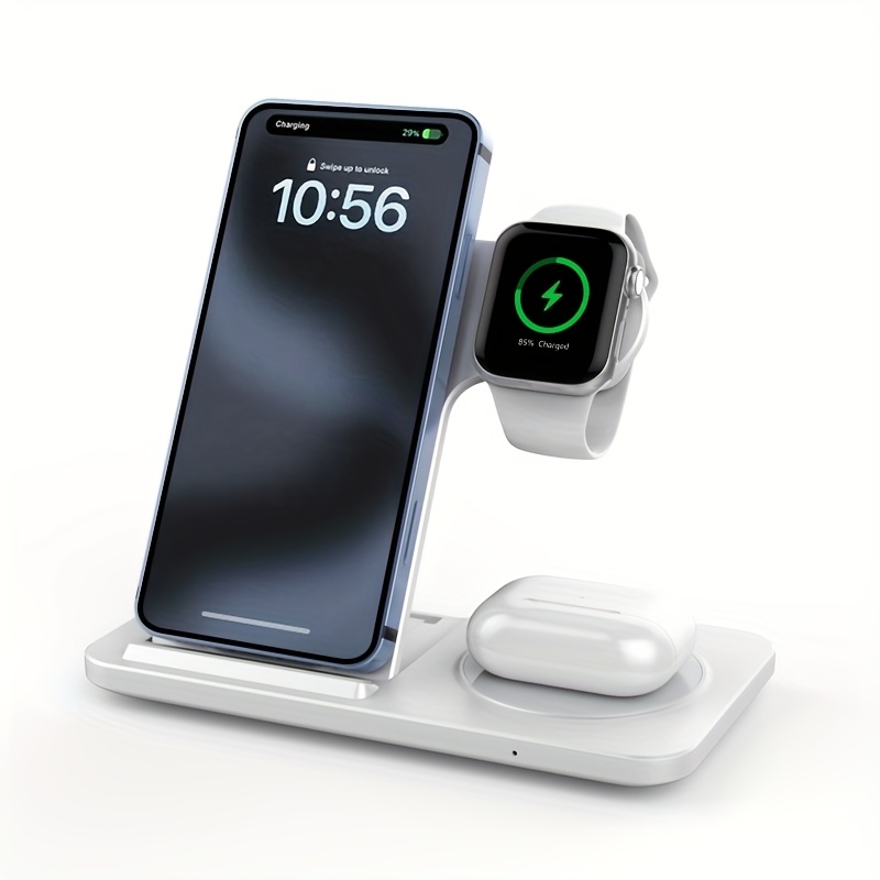 1pc 3 in 1 fast wireless charger stand for iphone   watch and   compatible with for iphone 17 16 15 14 13 12 11 pro       watch series 8 7 6 se 5     3 2 pro usb connector