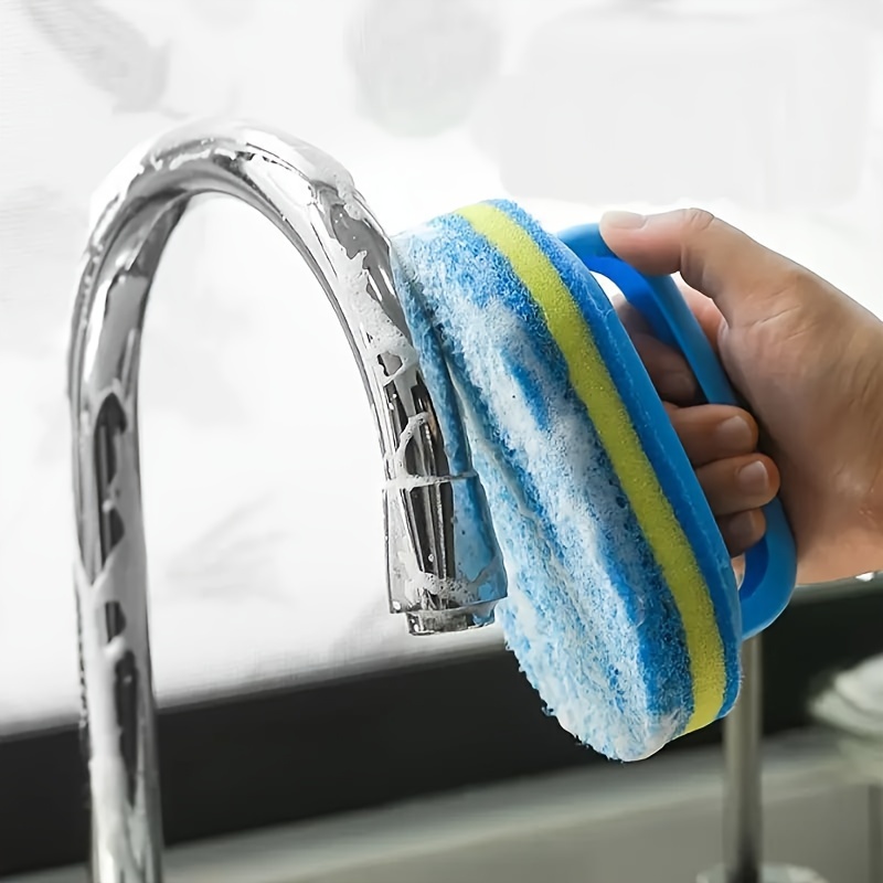 Handle Sponge Cleaning Brush, Can Be Used for Bathrooms, Bathtubs and Tile Cleaning Brushes, Kitchen Cleaning Sponge Wipes, Dishwashing Sponge Brushes, Pot Brushes, Durable Cleaning Sponges, Powerful Stain Removal, Cleaning Supplies, Strong Bathtub, Tile and Kitchen Sponge Cleaners, Durable Dishwashing Tools, Can Clean Efficiently