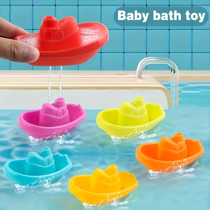 3/5pcs Colorful Rainbow Boats for Toddlers & Kids, Durable Plastic Water Toys for Bathtub, Pool & Beach – Fun Summer Play & Easter Gift Idea