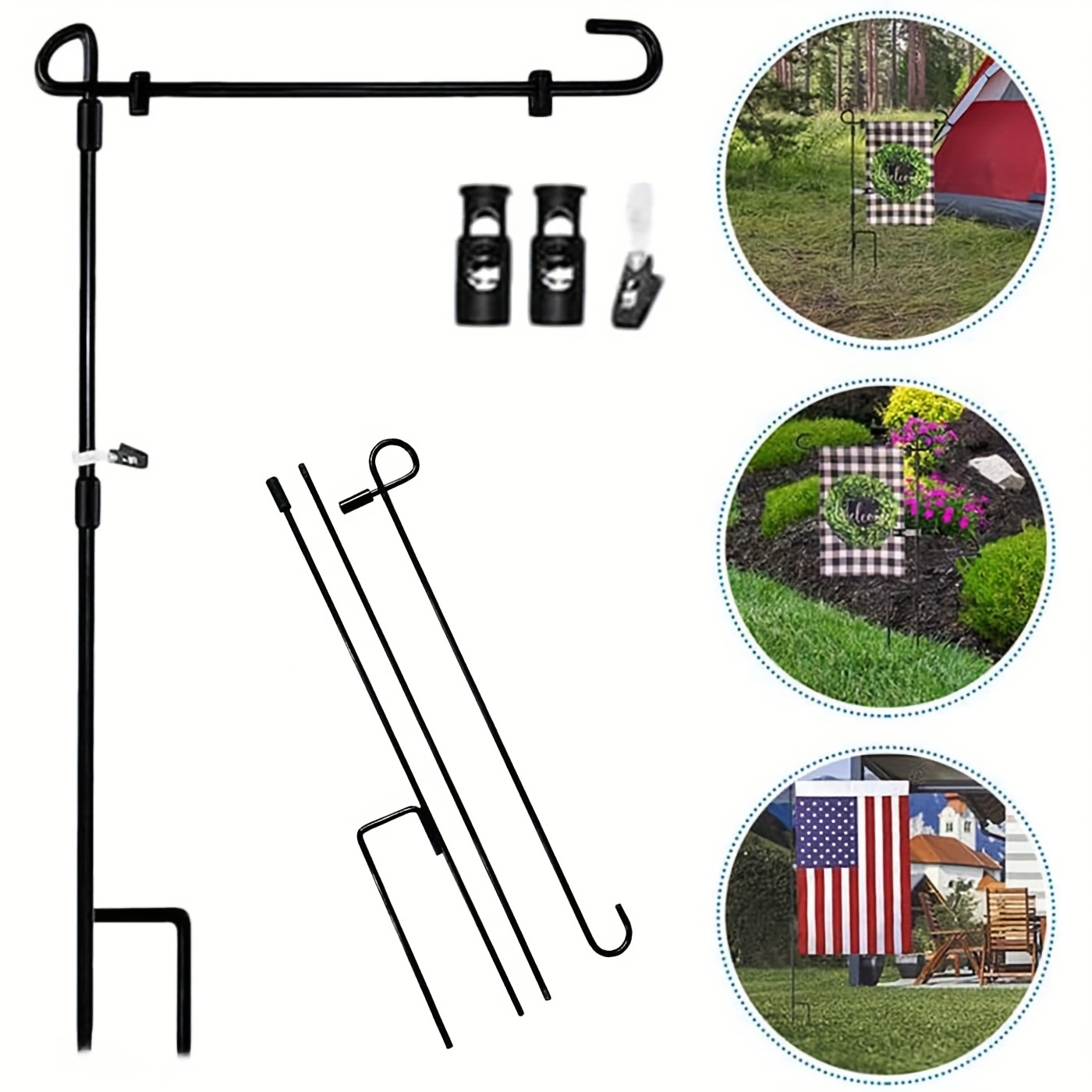 

-coated Weatherproof Garden Flag Pole - Iron, No Battery Needed, Outdoor Yard & Patio Decor