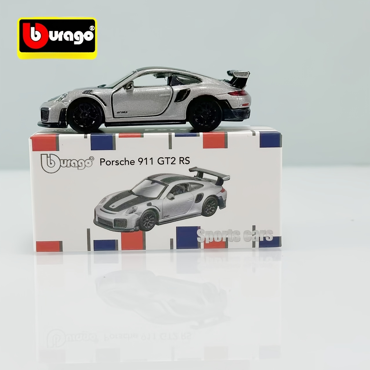 Image of Mini Alloy Toy Car For Por 911 Gt2 Rs, Children Car Model Toy, Door Opended, Silvery Back Transportation Model Car