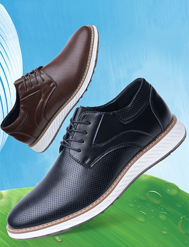 mens genuine breathable perforated business casual shoes low