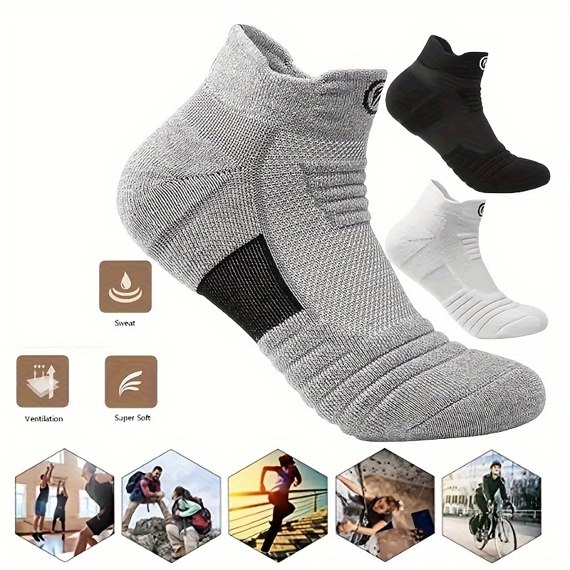 Pack of 7, Pack of 6, Pack of 5 Running Marathon Compression Socks Outdoor Fitness Sports Socks Adult Towel Bottom Breathable Sweat Absorbing Short Socks