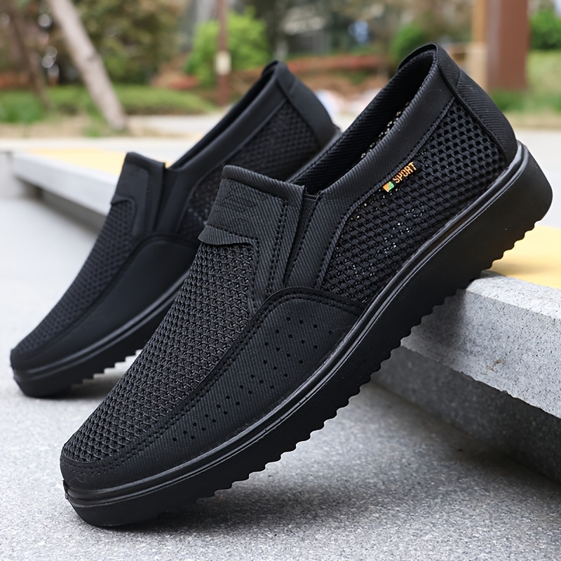 mens breathable slip on casual shoes lightweight low top walking sneakers for outdoor   workout brown mesh fabric with rubber sole     outdoor shoes lowtop shoes fabric upper 3