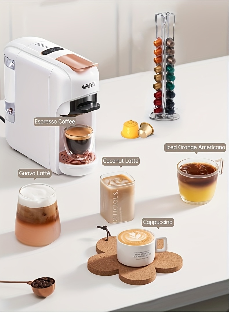 MK606 Cafelffe 5‑in‑1 Kapsel-Kaffeemaschine, 19 Bar Espresso Maker, kompatibel mit Nescafé, DG, K‑Cup & Kaffeepulver